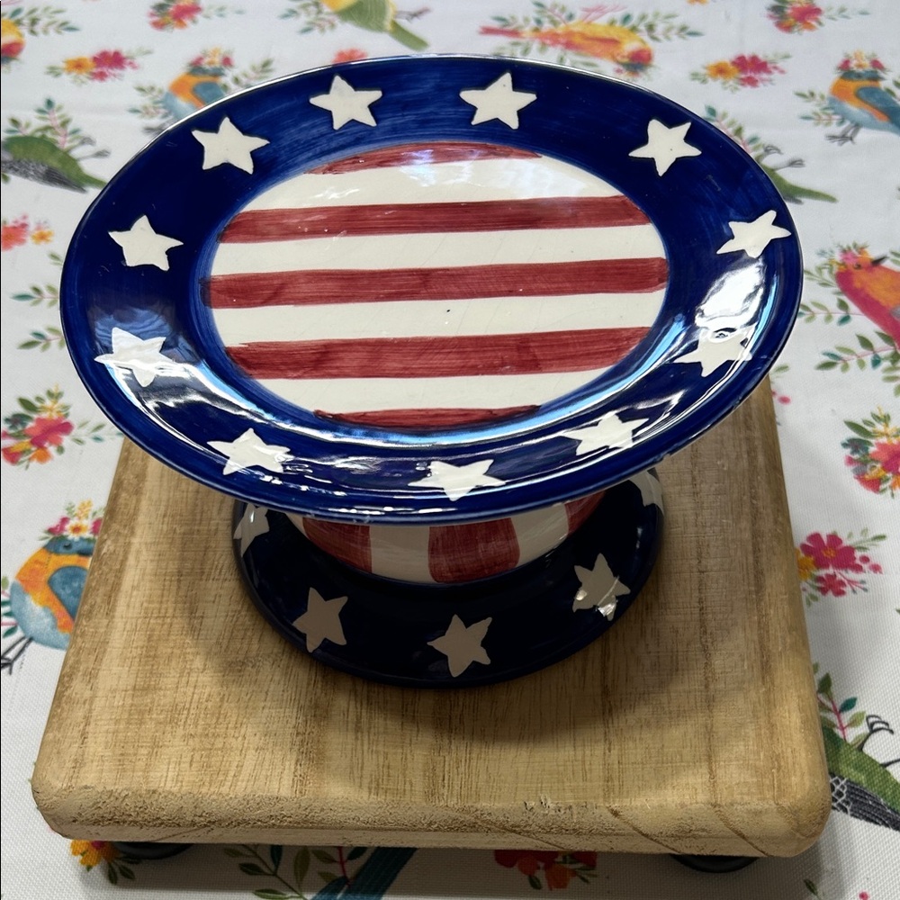 World Bazaars Inc Vintage’90’s Fourth of July-Themed Ceramic Dessert Holder New